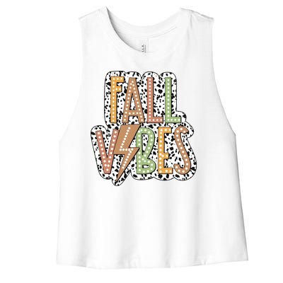 Fall Vibes Retro Autumn Patterns Women's Racerback Cropped Tank