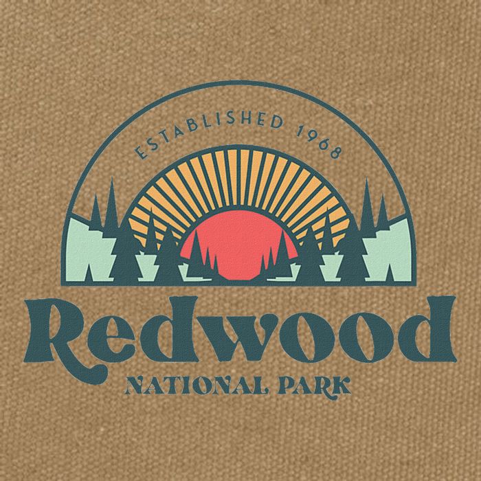 Family Vacation Retro Redwood National Park Cotton Canvas Backpack