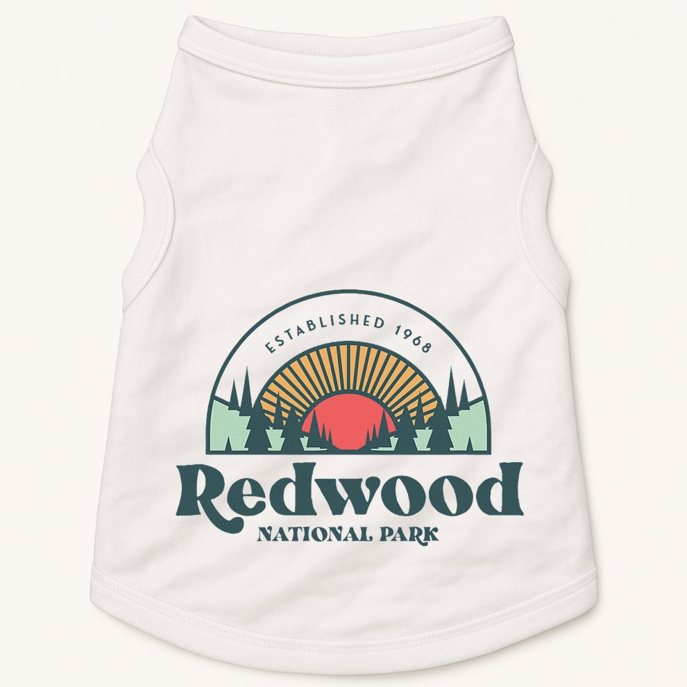 Family Vacation Retro Redwood National Park Doggie Tank