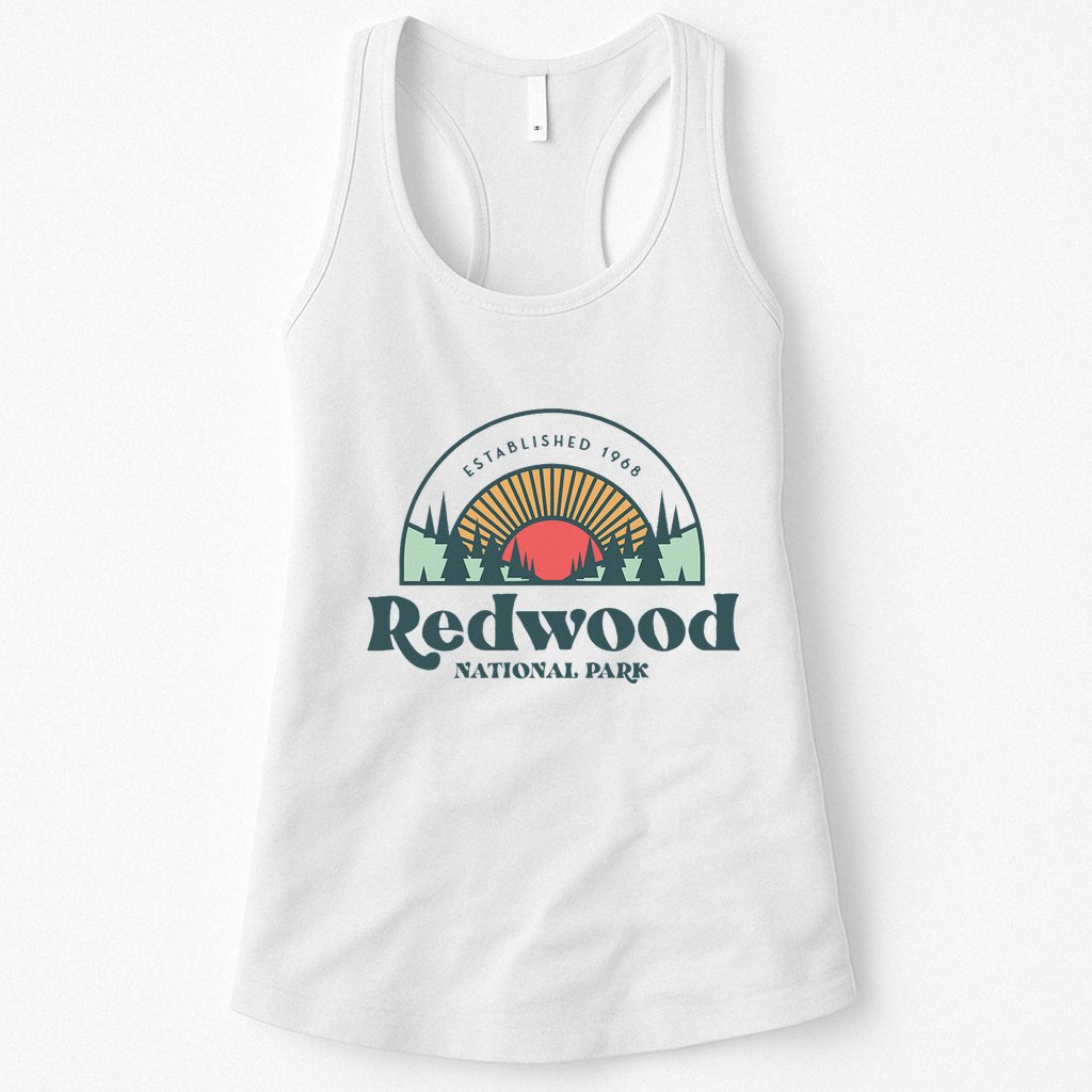 Family Vacation Retro Redwood National Park Womens Tank Top