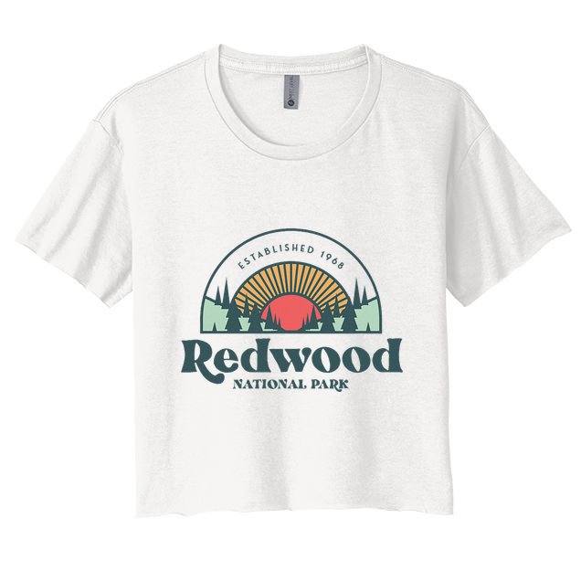 Family Vacation Retro Redwood National Park Crop Top