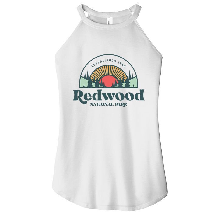 Family Vacation Retro Redwood National Park Women's Perfect Tri Rocker Tank
