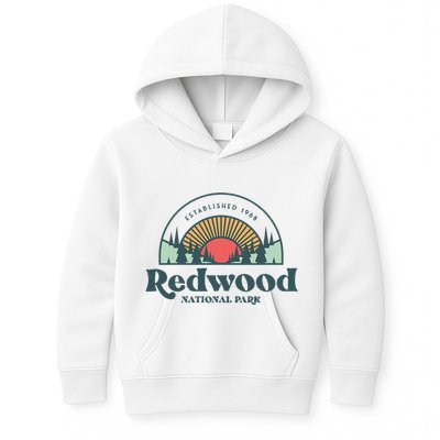 Family Vacation Retro Redwood National Park Kids Hoodie