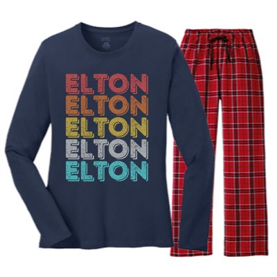 Funny Vintage Retro Elton Gift Women's Long Sleeve Flannel Pajama Set 