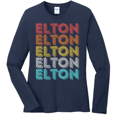 Funny Vintage Retro Elton Gift Ladies Long Sleeve Shirt