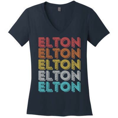 Funny Vintage Retro Elton Gift Women's V-Neck T-Shirt