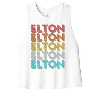 Funny Vintage Retro Elton Gift Women's Racerback Cropped Tank