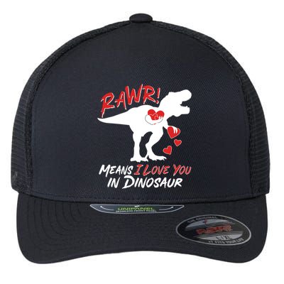 Funny Valentine Rawr Means I Love You In Dinosaur Trex Dinosaur Flexfit Unipanel Trucker Cap