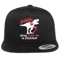 Funny Valentine Rawr Means I Love You In Dinosaur Trex Dinosaur Flatbill Hat