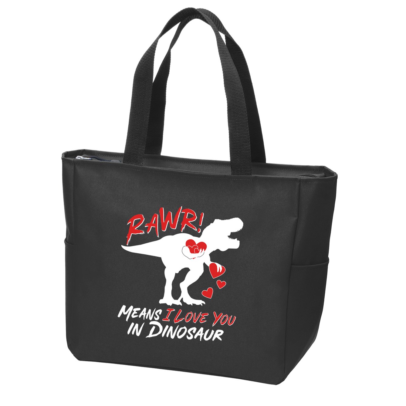 Funny Valentine Rawr Means I Love You In Dinosaur Trex Dinosaur Zip Tote Bag