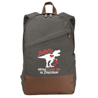 Funny Valentine Rawr Means I Love You In Dinosaur Trex Dinosaur Cotton Canvas Backpack