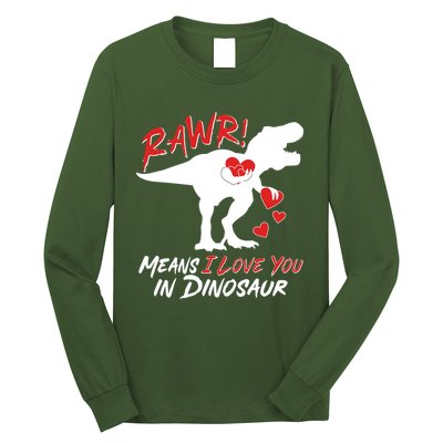 Funny Valentine Rawr Means I Love You In Dinosaur Trex Dinosaur Long Sleeve Shirt