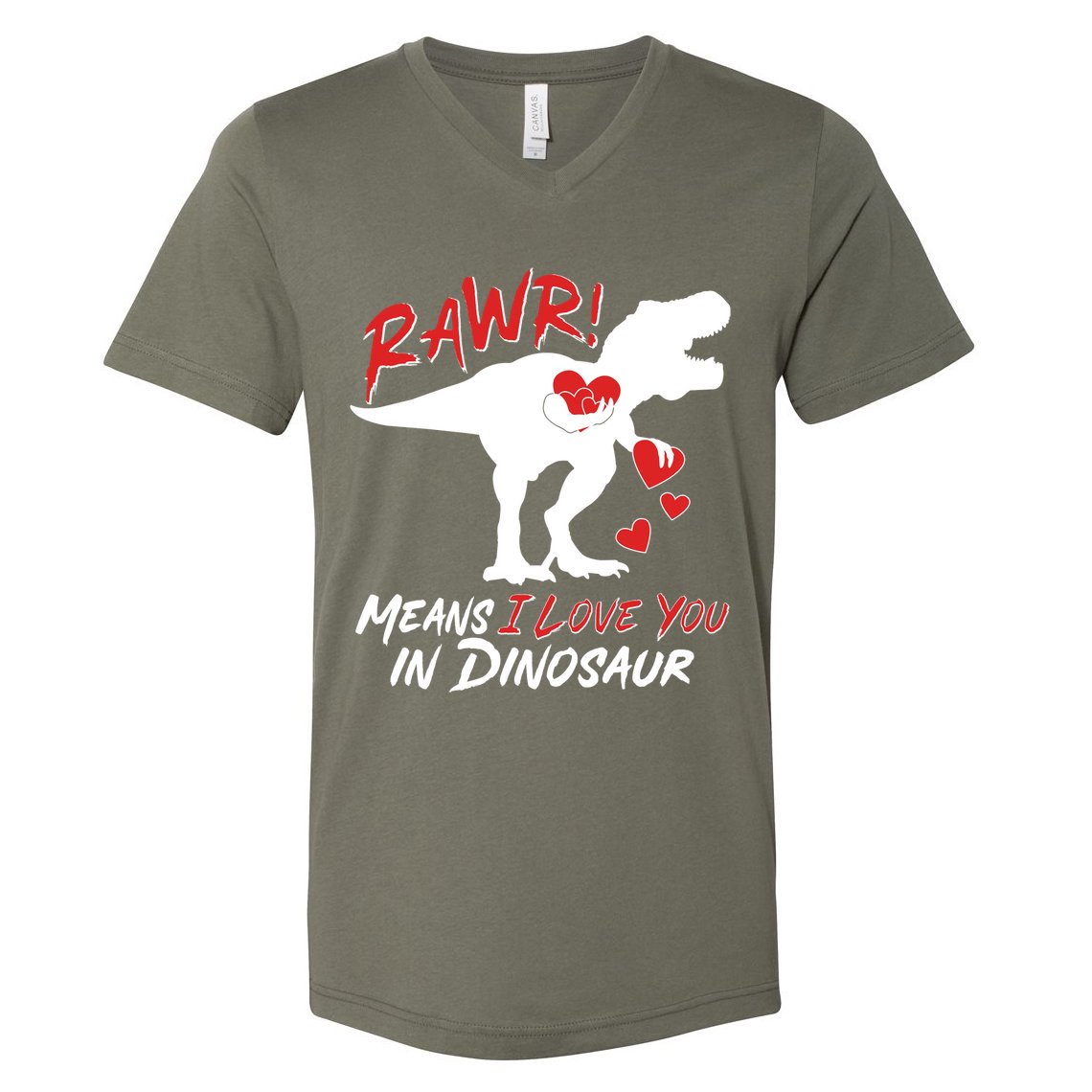 Funny Valentine Rawr Means I Love You In Dinosaur Trex Dinosaur V-Neck T-Shirt