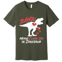 Funny Valentine Rawr Means I Love You In Dinosaur Trex Dinosaur Premium T-Shirt