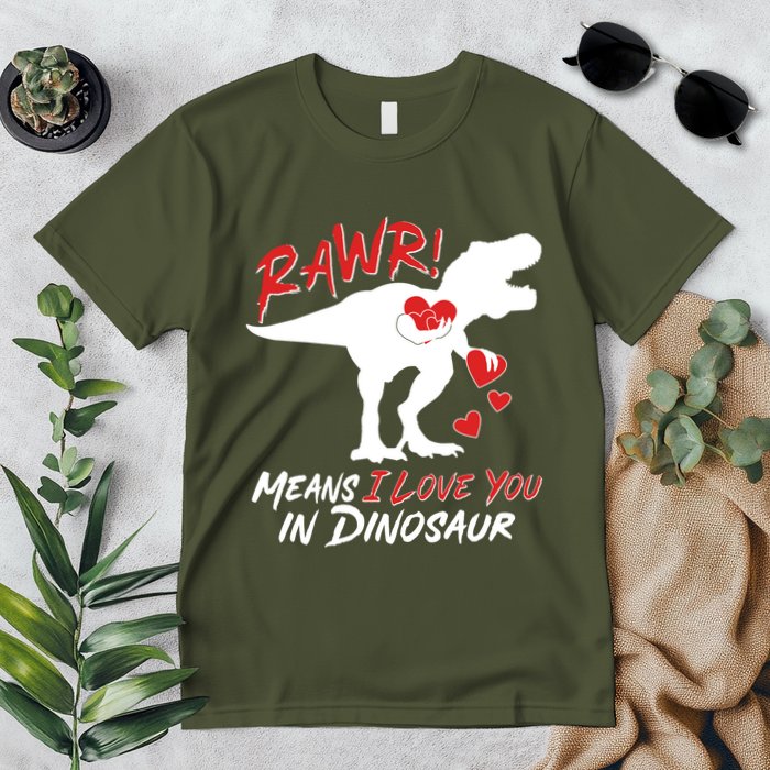 Funny Valentine Rawr Means I Love You In Dinosaur Trex Dinosaur Premium T-Shirt