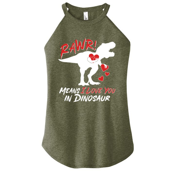 Funny Valentine Rawr Means I Love You In Dinosaur Trex Dinosaur Women's Perfect Tri Rocker Tank