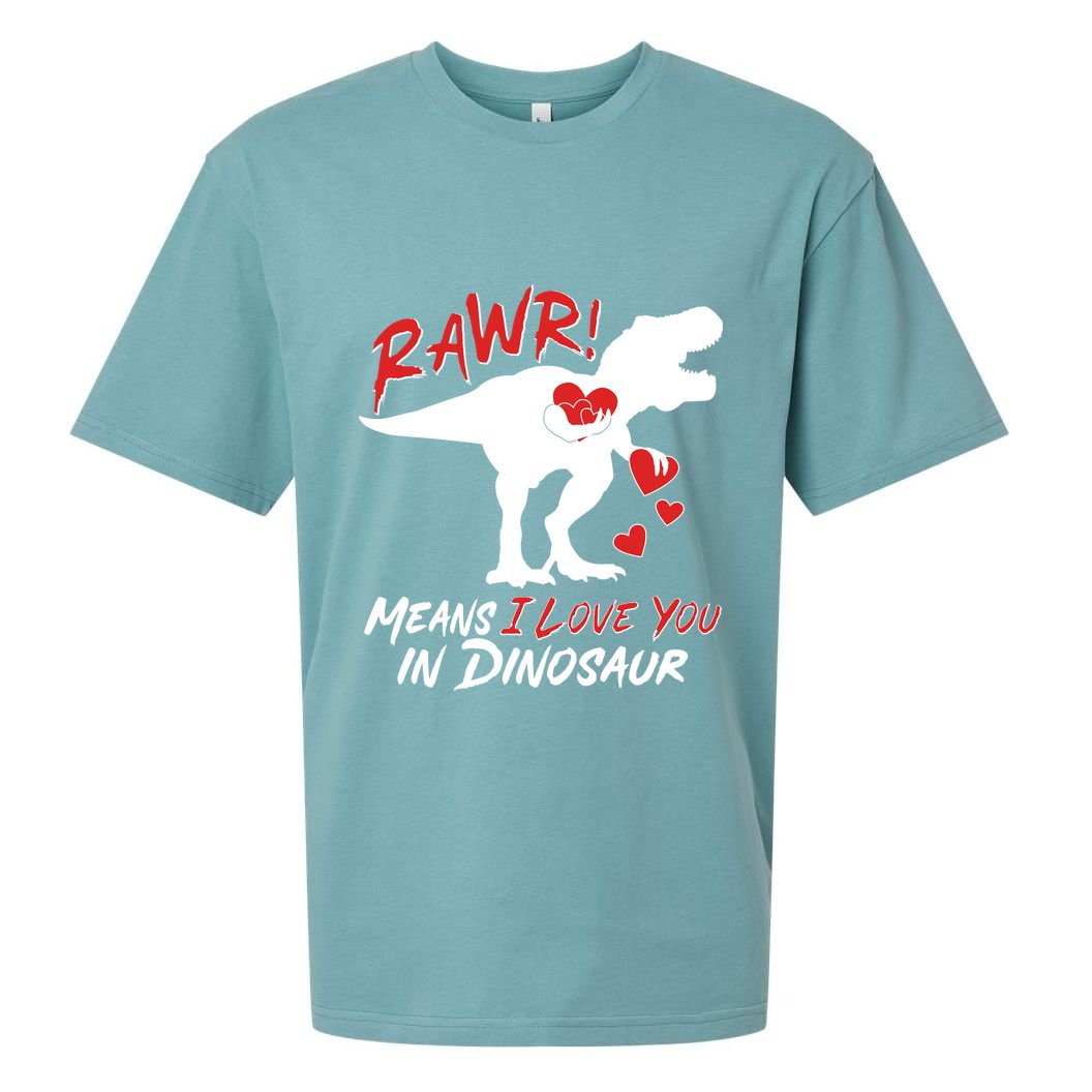 Funny Valentine Rawr Means I Love You In Dinosaur Trex Dinosaur Sueded Cloud Jersey T-Shirt