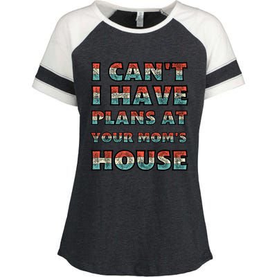 Funny Vintage Retro I Can't I Got Plans At Your Mom's House T Enza Ladies Jersey Colorblock Tee