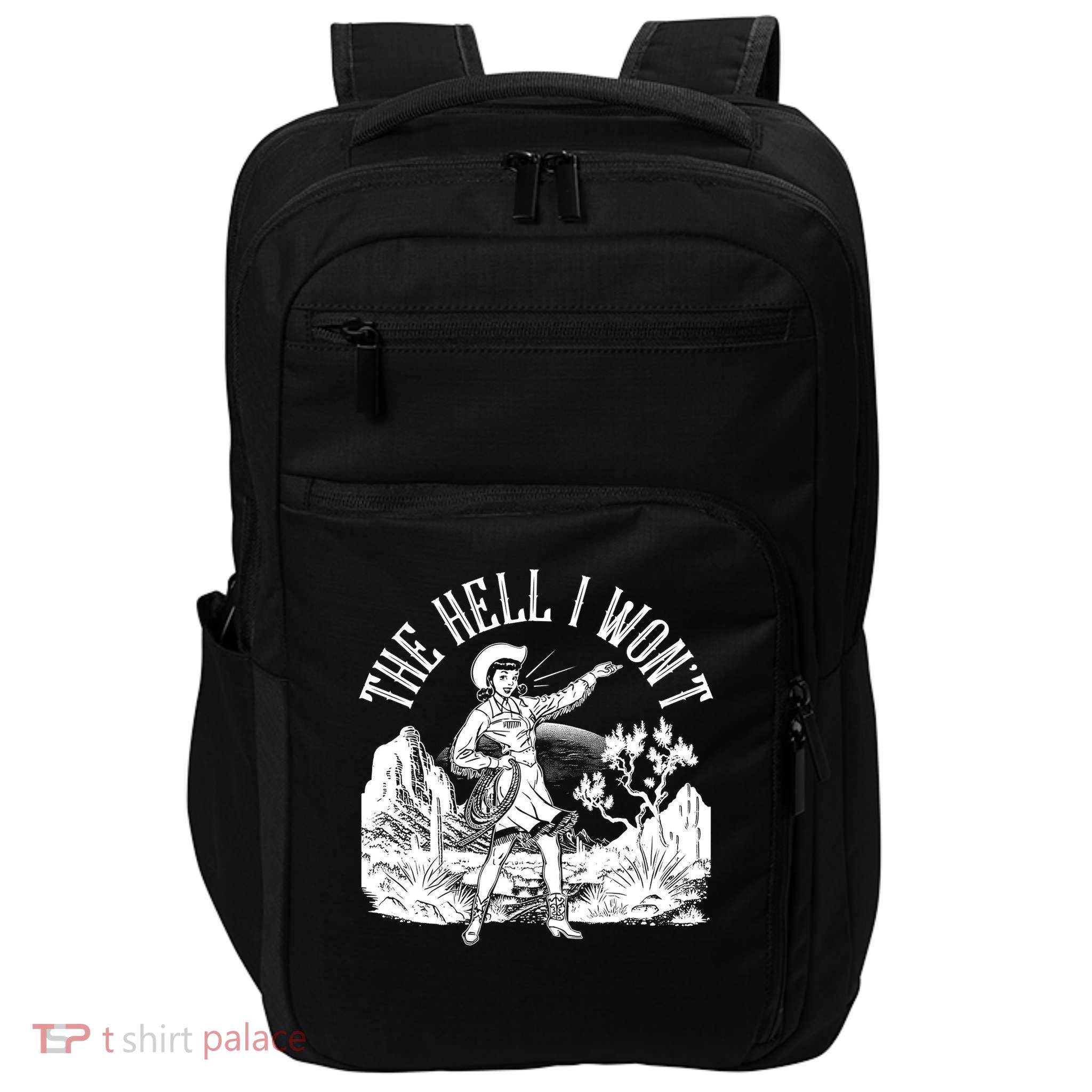 Funny Vintage Retro The Hell I Won't Rebel Cowgirl Impact Tech Backpack