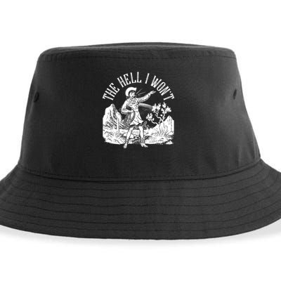 Funny Vintage Retro The Hell I Won't Rebel Cowgirl Sustainable Bucket Hat