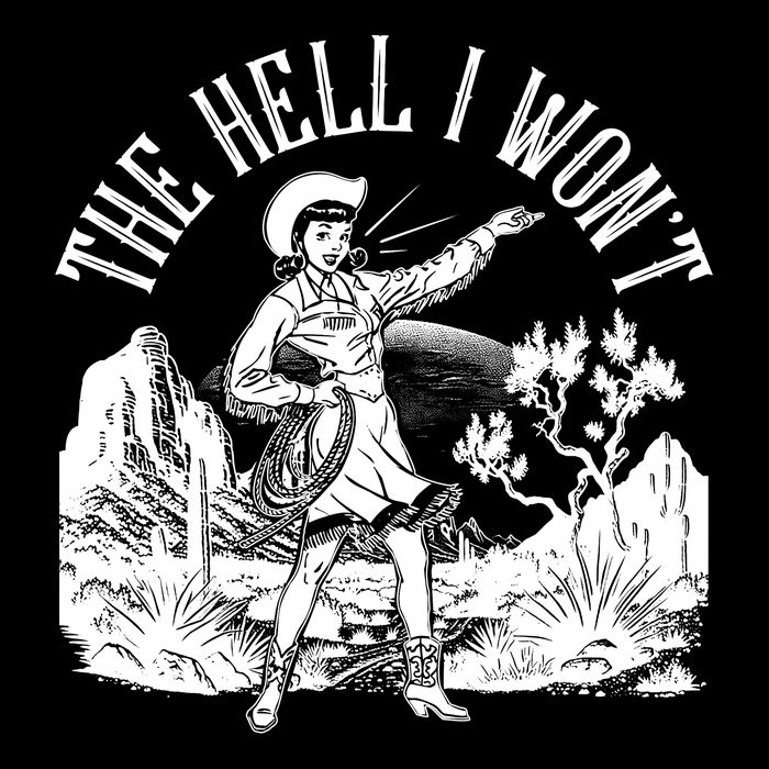 Funny Vintage Retro The Hell I Won't Rebel Cowgirl Drawstring Bag