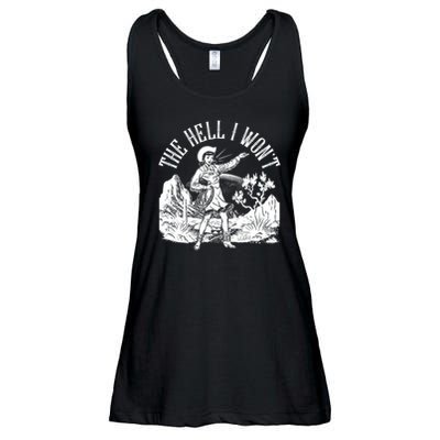 Funny Vintage Retro The Hell I Won't Rebel Cowgirl Ladies Essential Flowy Tank
