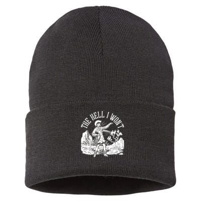 Funny Vintage Retro The Hell I Won't Rebel Cowgirl Sustainable Knit Beanie