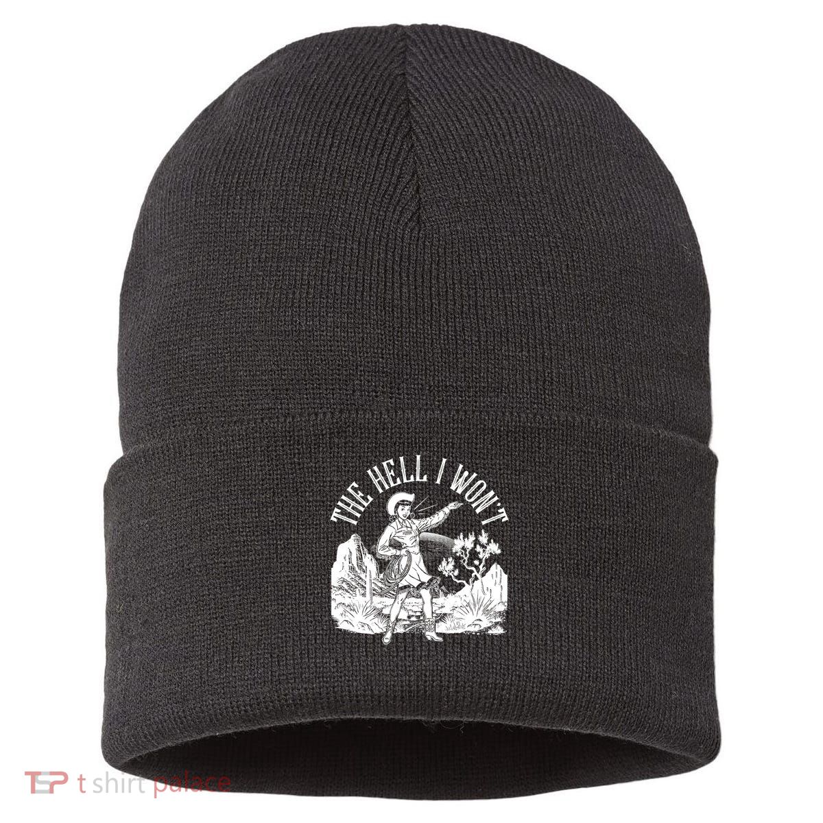 Funny Vintage Retro The Hell I Won't Rebel Cowgirl Sustainable Knit Beanie