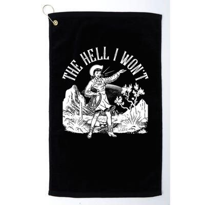 Funny Vintage Retro The Hell I Won't Rebel Cowgirl Golf Towel