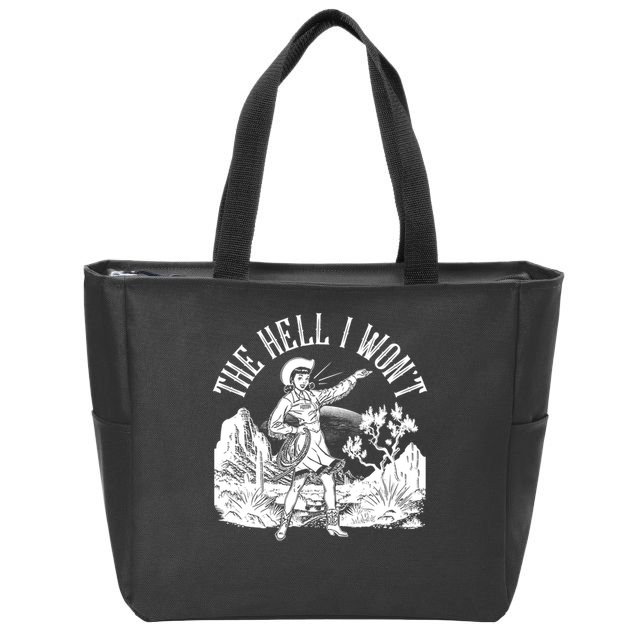 Funny Vintage Retro The Hell I Won't Rebel Cowgirl Zip Tote Bag