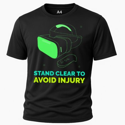 Funny Virtual Reality Hazard Vr Stay Clear To Avoid Injury Cooling Performance Crew T-Shirt