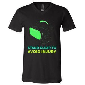 Funny Virtual Reality Hazard Vr Stay Clear To Avoid Injury V-Neck T-Shirt