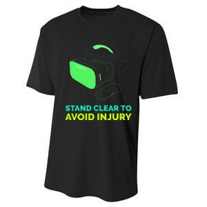 Funny Virtual Reality Hazard Vr Stay Clear To Avoid Injury Performance Sprint T-Shirt