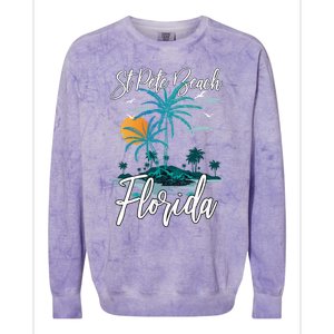 Family Vacation Retro Sunset Florida St Pete Beach Gift Colorblast Crewneck Sweatshirt