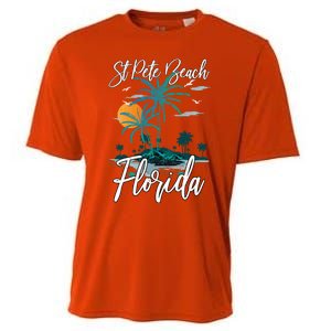 Family Vacation Retro Sunset Florida St Pete Beach Gift Cooling Performance Crew T-Shirt