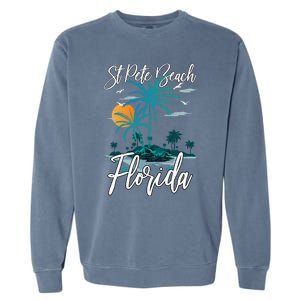 Family Vacation Retro Sunset Florida St Pete Beach Gift Garment-Dyed Sweatshirt