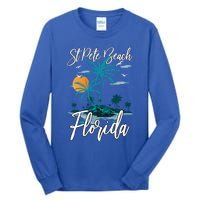 Family Vacation Retro Sunset Florida St Pete Beach Gift Tall Long Sleeve T-Shirt