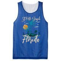 Family Vacation Retro Sunset Florida St Pete Beach Gift Mesh Reversible Basketball Jersey Tank