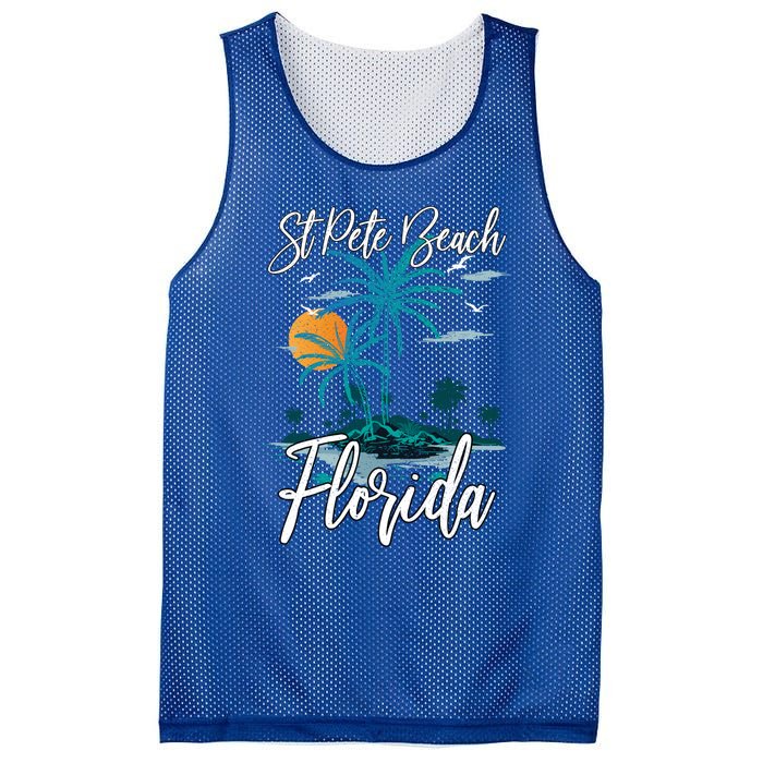 Family Vacation Retro Sunset Florida St Pete Beach Gift Mesh Reversible Basketball Jersey Tank