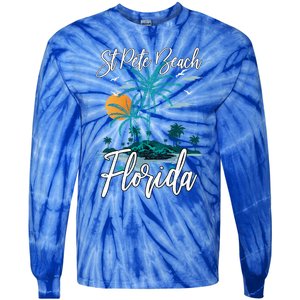 Family Vacation Retro Sunset Florida St Pete Beach Gift Tie-Dye Long Sleeve Shirt