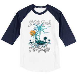 Family Vacation Retro Sunset Florida St Pete Beach Gift Baseball Sleeve Shirt