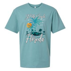 Family Vacation Retro Sunset Florida St Pete Beach Gift Sueded Cloud Jersey T-Shirt