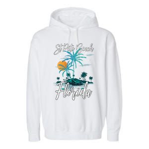 Family Vacation Retro Sunset Florida St Pete Beach Gift Garment-Dyed Fleece Hoodie