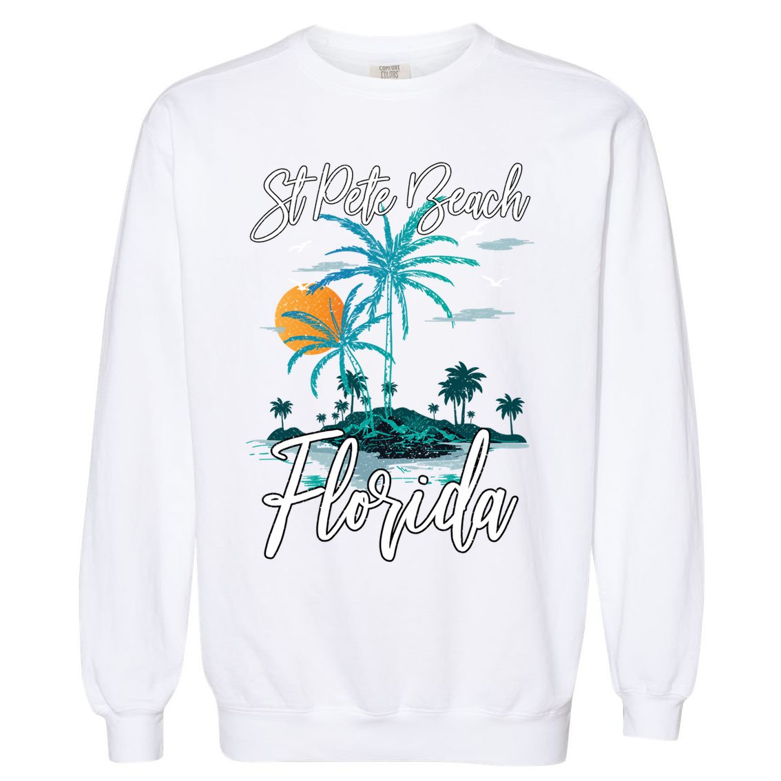 Family Vacation Retro Sunset Florida St Pete Beach Gift Garment-Dyed Sweatshirt