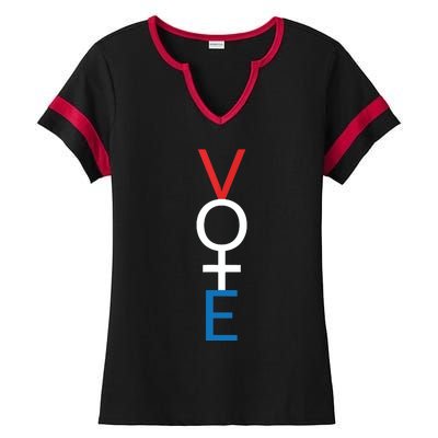 Feminist Vote Red White Blue Voting Election Gift Ladies Halftime Notch Neck Tee