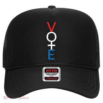Feminist Vote Red White Blue Voting Election Gift High Crown Mesh Back Trucker Hat