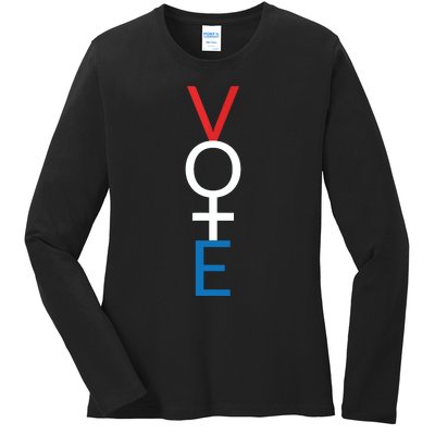 Feminist Vote Red White Blue Voting Election Gift Ladies Long Sleeve Shirt