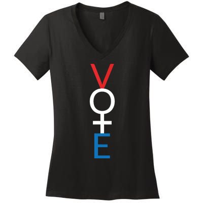 Feminist Vote Red White Blue Voting Election Gift Women's V-Neck T-Shirt