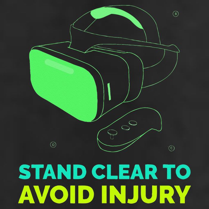 Funny Virtual Reality Hazard VR Stay Clear To Avoid Injury 7 Panel Mesh Trucker Snapback Hat