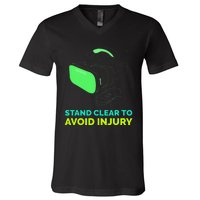 Funny Virtual Reality Hazard VR Stay Clear To Avoid Injury V-Neck T-Shirt